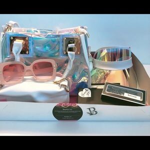 Transparent white Purse with matching sun visor.